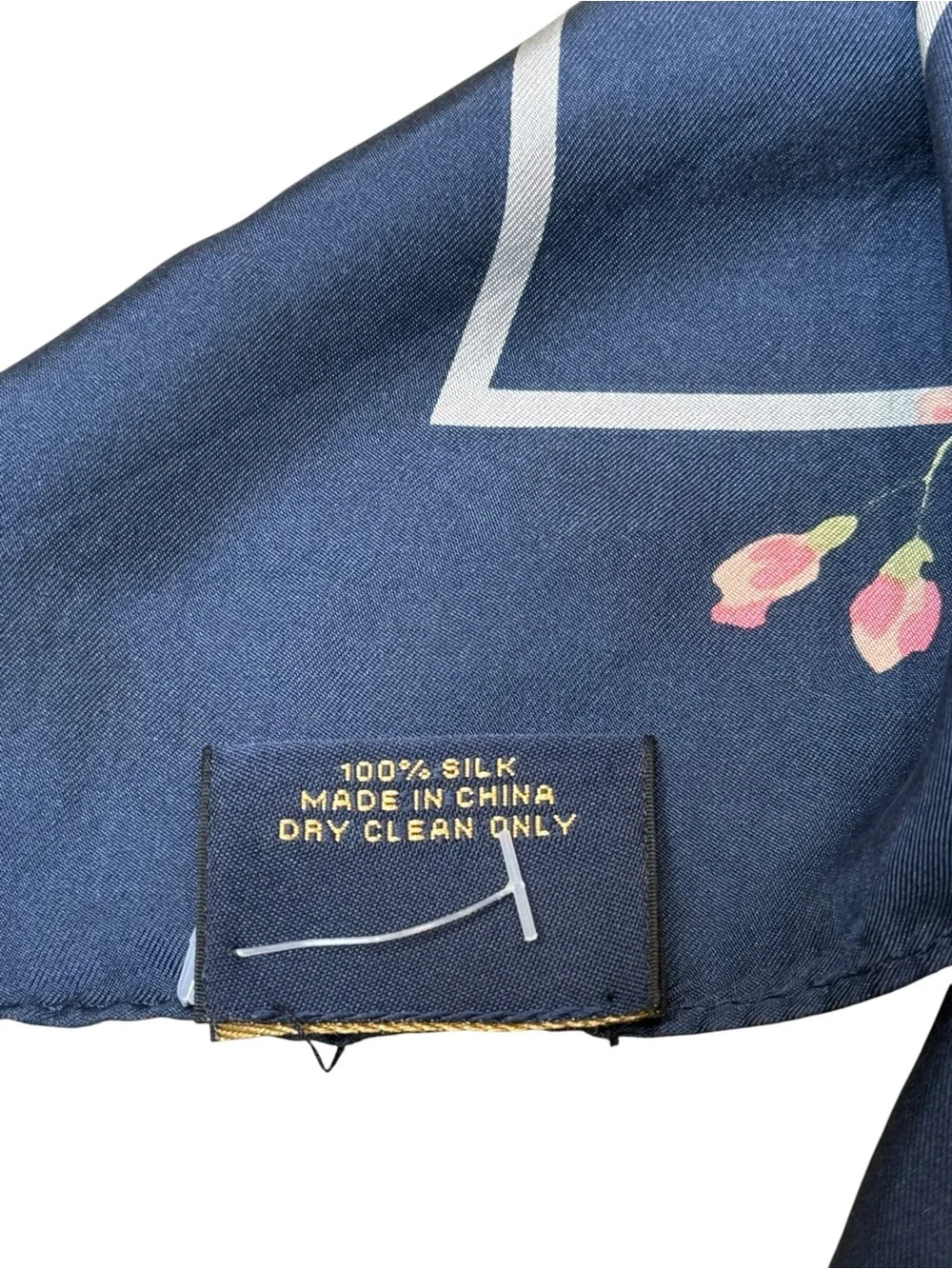 Brooks Brothers 100% Silk Navy Floral Scarf NWOT